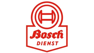Bosch Dienst logo in red color with white background. The logo represents the Bosch car service network.