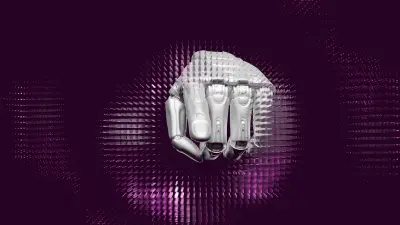 Robotic hand against a dark background
