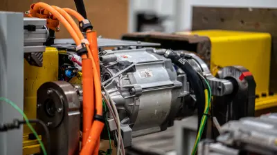 Close-up photo of the e-axle, at Bosch Research Campus Renningen.
