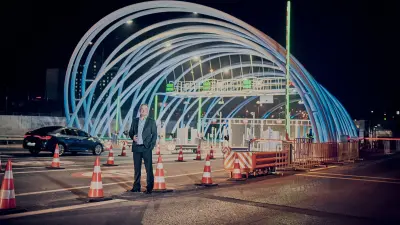 Bosch employee Murat Ozcihan stands in front of the Eurasia Tunnel.