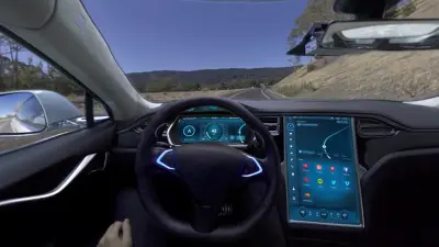 A scene from 360 degree virtual reality experience featuring Bosch automated driving development car.