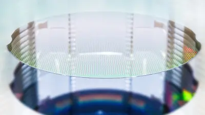 Pictured is a close-up of a wafer.