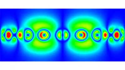 Wave function of a qubit in a chain of ions.