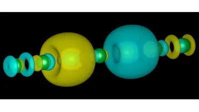 Wave function of a qubit in a chain of ions.
