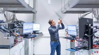 Ulrich at the fuel cell laboratory in Renningen, Germany