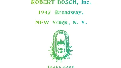 Grafik des Adressstempels des Robert-Bosch-Werks in New York von 1947.