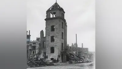 Dem verheerenden Bombenangriff im September 1944 fiel der symbolträchtige Turm der Bosch-Fabrik zum Opfer.