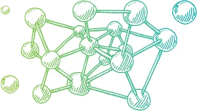 Drawing of molecule structures symbolizing research and development at Bosch.