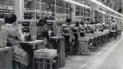 Production of regulators for automobile generators in the Reutlingen plant. (1964) Reutlingen was the site of Emil Gminder AG, a textile manufacturer Bosch took over in 1964.
