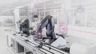A long desk with machines on it.