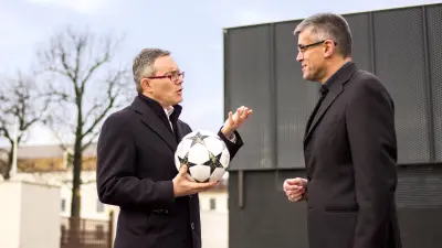 Angelo Paisio and Alberto Bollea in front of the Bosch mechanical room