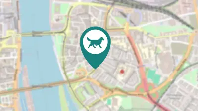 map of a city wiht a route