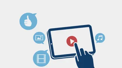 The image shows a graphic with an ipad.
