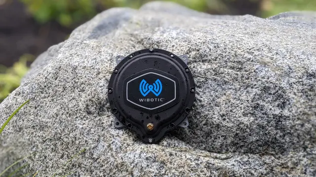 Close-up of a WiBotic wireless charging concept designed for use on the moon.
