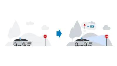 In an optimal scenario, the car's systems are capable of correctly detecting the stop sign.