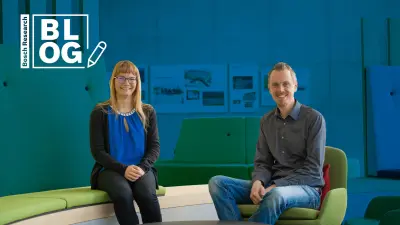 Two Bosch researchers, Heinzemann Christian and Klauck Michaela, discussing the topic of Enhancing Trust in Autonomous Cars – Verification of Driving Capabilities using Model Checking in the Bosch Research Blog.
