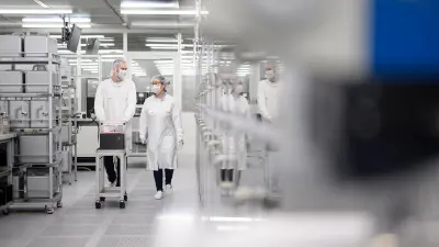 Allison and Tobias in a cleanroom