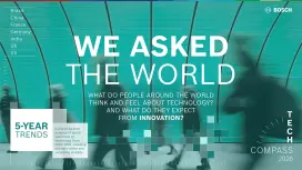 The image shows the cover of the Bosch Tech Compass 2026 PDF document.