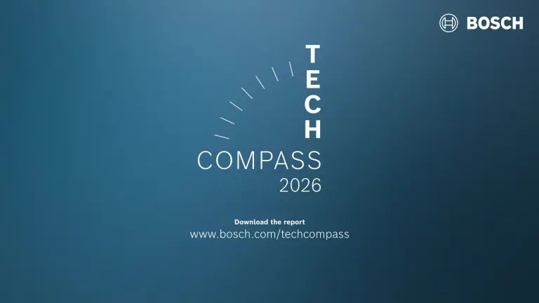 Text "Tech Compass 2026" on a blue background