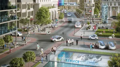 In the future, many people travel by electric cars, bicycles and metro lines; there is also a bicycle parking garage.