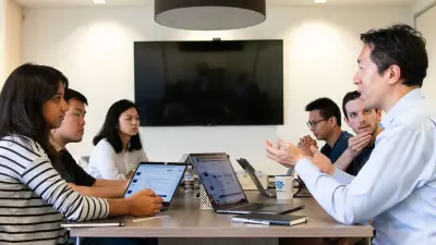 Andrew Ng sitzt mit mehreren Personen an einem Konferenztisch und spricht zu ihnen.
