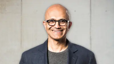 A portrait photo of Satya Nadella, CEO of Microsoft.