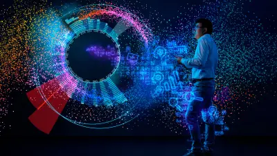 Liu Ren arbeitet am Bosch Research and Technology Center im Silicon Valley. Er steht vor einem wandgroßen Display und erklärt wie künstliche Intelligenz bei Visual Analytics funktioniert.