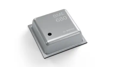 The image shows a MEMS sensor measuring the air quality.