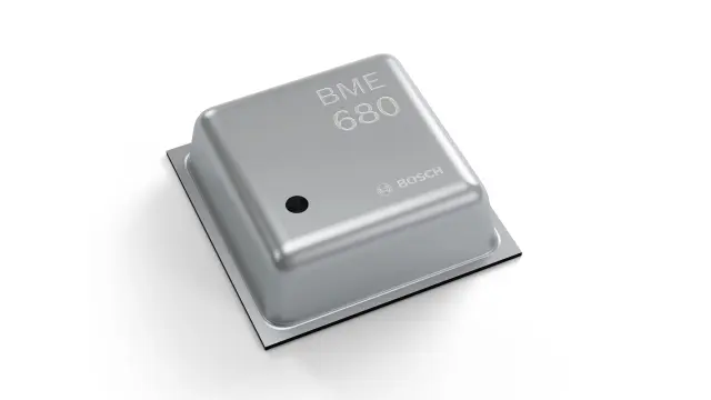 The image shows a MEMS sensor measuring the air quality.