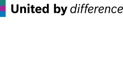 Picture shows the slogan: United by differences