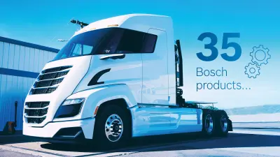 35 Bosch producten ... werden door Christian Appel en zijn team in de Nikola Two-vrachtwagen geïnstalleerd. Sommige van deze componenten zijn speciaal voor dit nieuwe voertuig ontwikkeld.